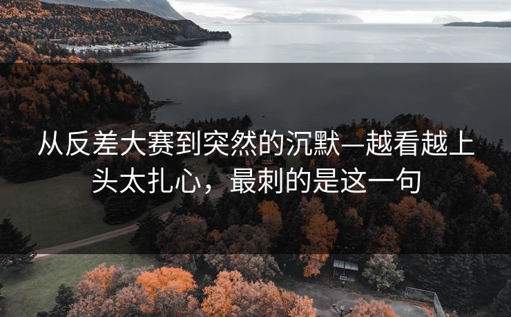 从反差大赛到突然的沉默—越看越上头太扎心，最刺的是这一句