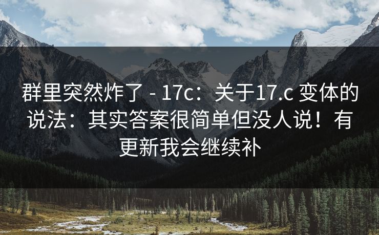 群里突然炸了 - 17c：关于17.c 变体的说法：其实答案很简单但没人说！有更新我会继续补